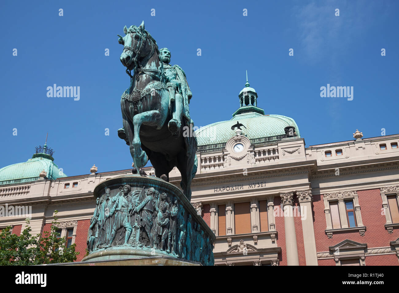 Fürst Mihailo (Michael) Denkmal, Platz der Republik, Belgrad, Serbien. Stockfoto