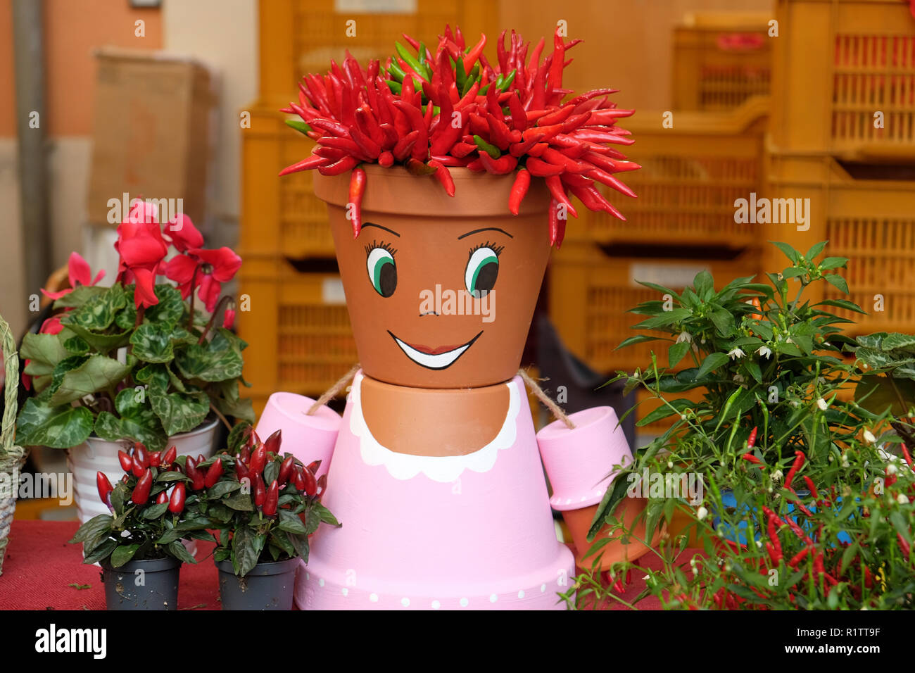 RIETI, ITALIEN, September 2018. Dekorationen auf dem Markt anlässlich der traditionellen chili Festival Stockfoto