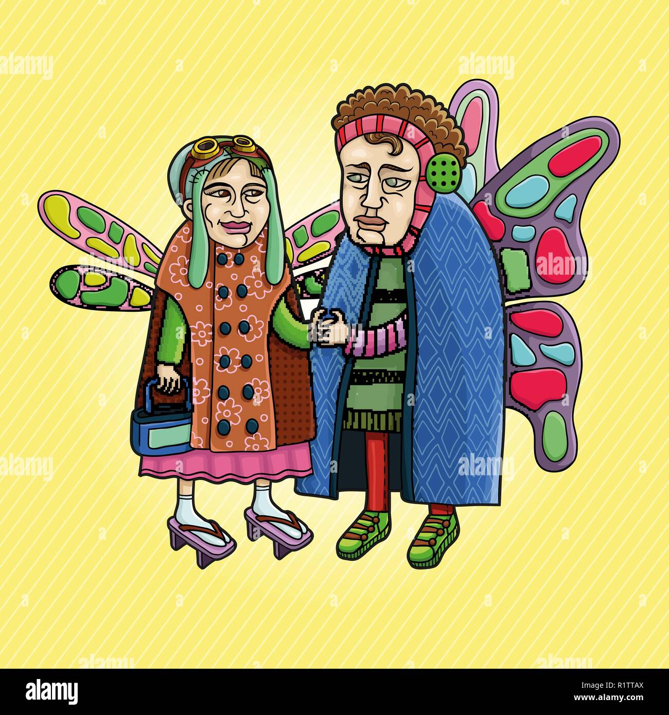 Freundschaft. Zeichentrickfiguren. Vector Illustration. Stock Vektor