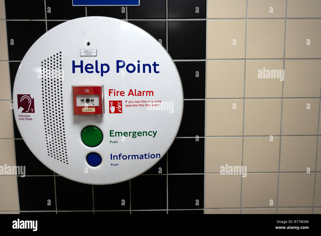 Hilfe Punkte an Londons U-Bahn Stationen Stockfoto