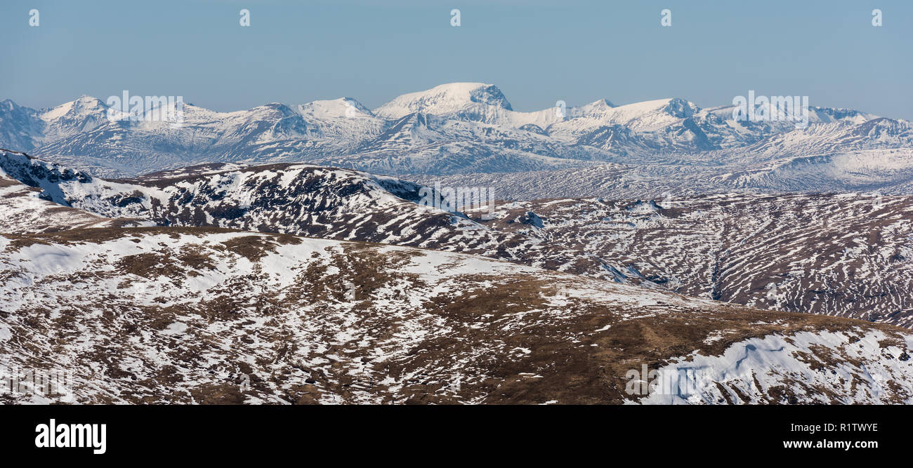 Ben Nevis, den Mamores und Aonachs von Meall nan Tarmachan, Perthshire, Schottland Stockfoto