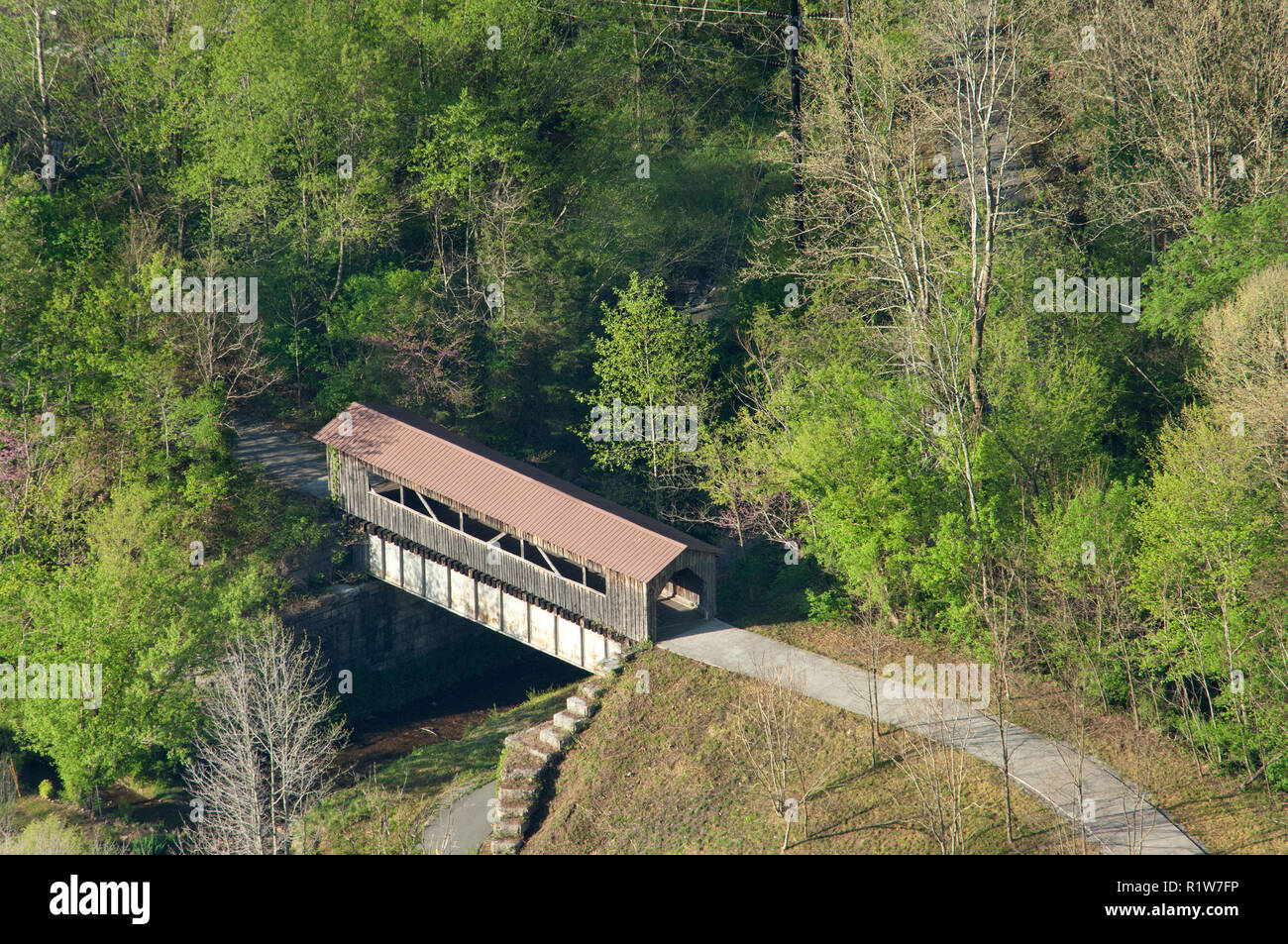 Covered Bridge in Cumberland Gap. Digitale Fotografie Stockfoto