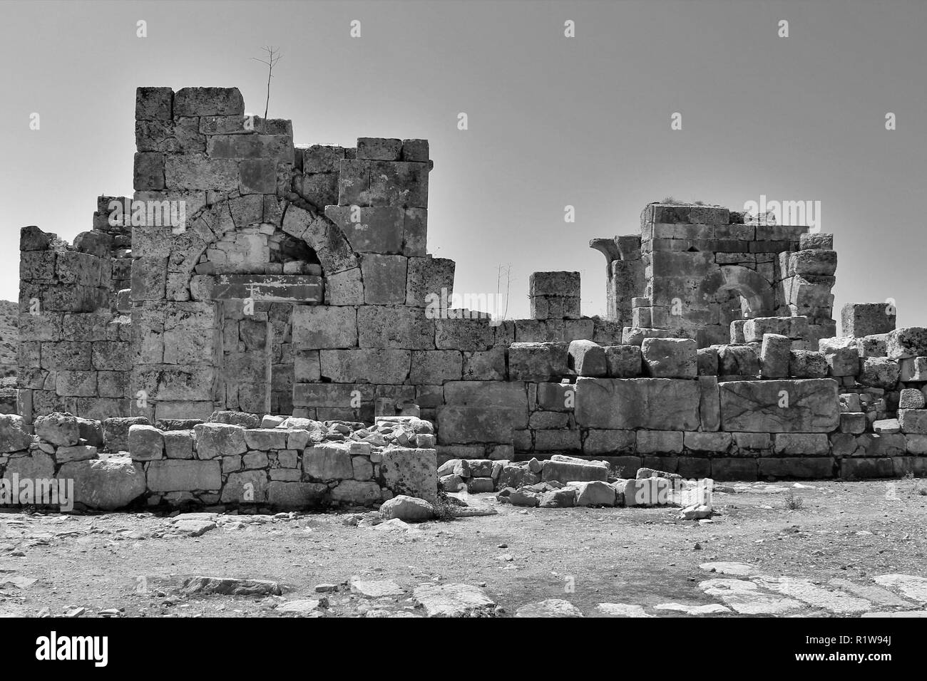 Die Ruinen der antiken Stadt Kaunos, in der Nähe von Dalyan, Türkei. Stockfoto