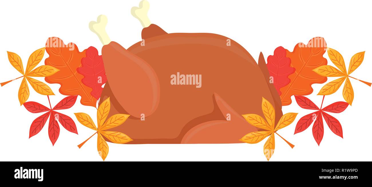 Trockene Blätter und Brathähnchen Symbol auf weißem Hintergrund, Vector Illustration Stock Vektor