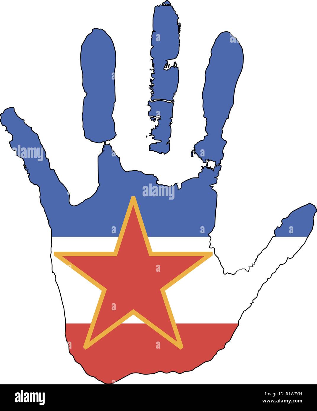 Blau Weiss Rot Die Farbe Der Flagge Mit Einem Stern Vektor Handabdruck In Form Der Flagge Yougoslavie Stock Vektorgrafik Alamy