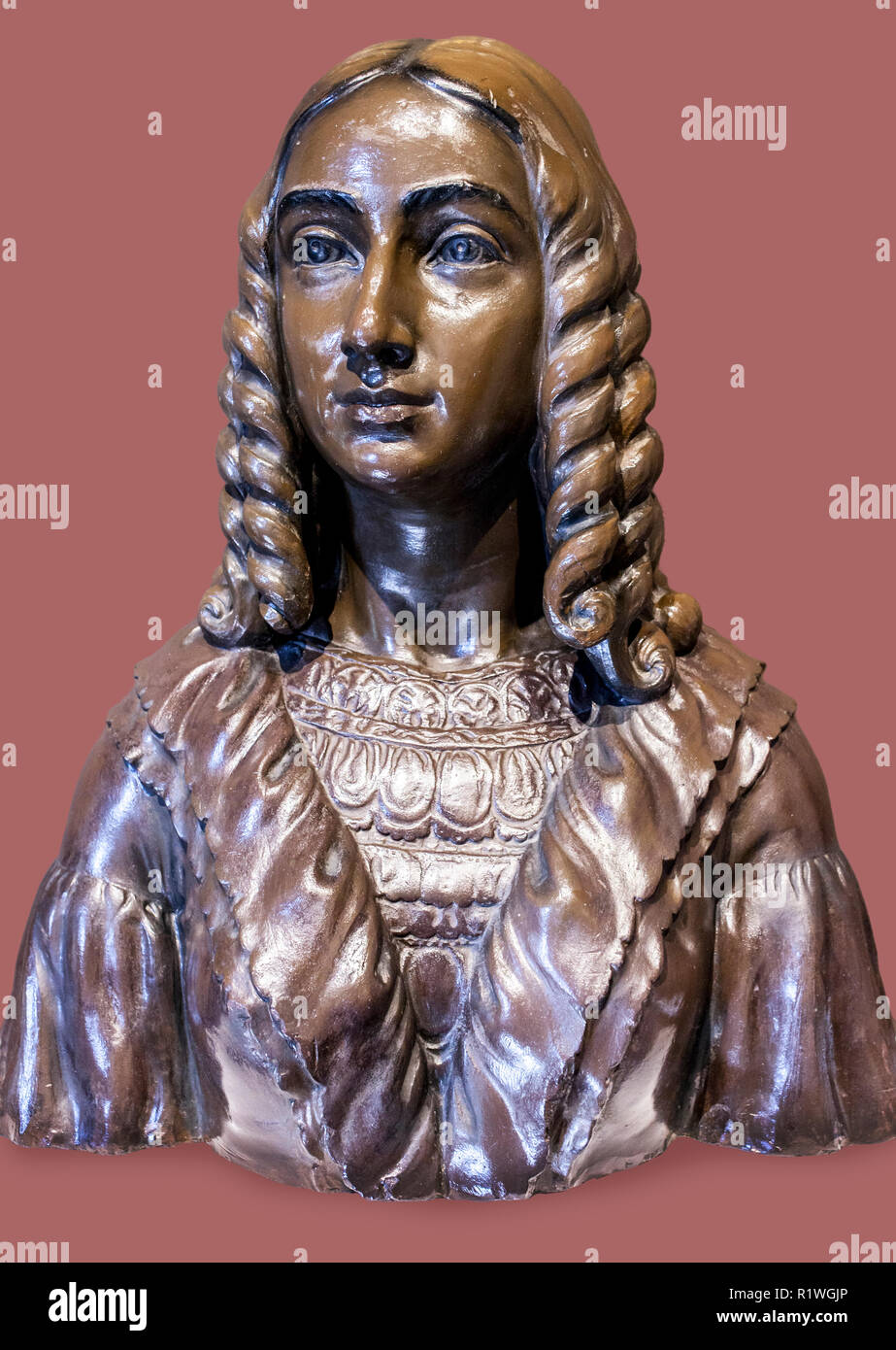 Carolina Coronado Büste von Pedro Navia. Berühmte spanische romantische Dichterin (1820–1911) Stockfoto