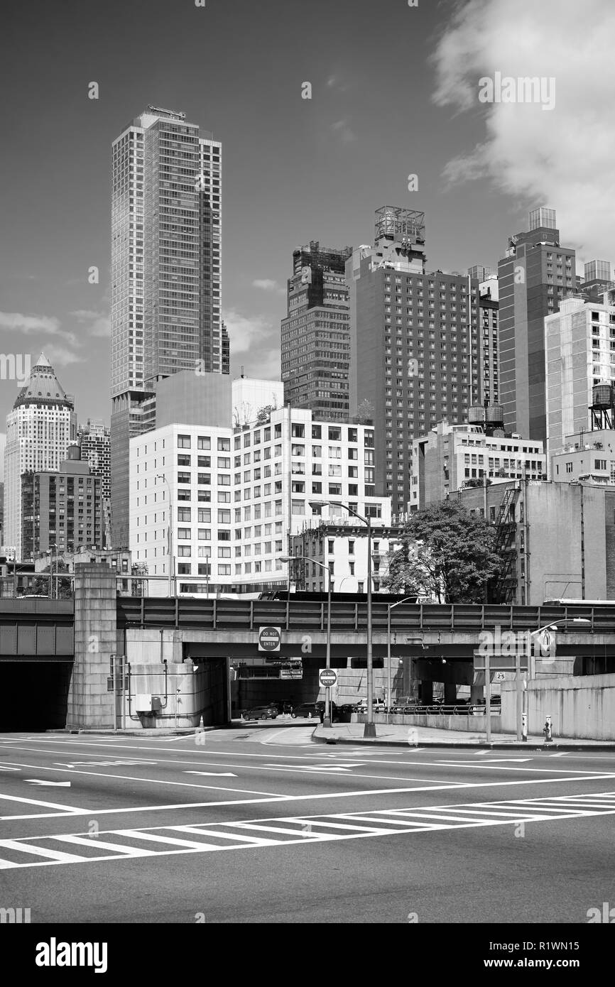 Schwarz-weiss Bild Skyline von New York City, USA. Stockfoto