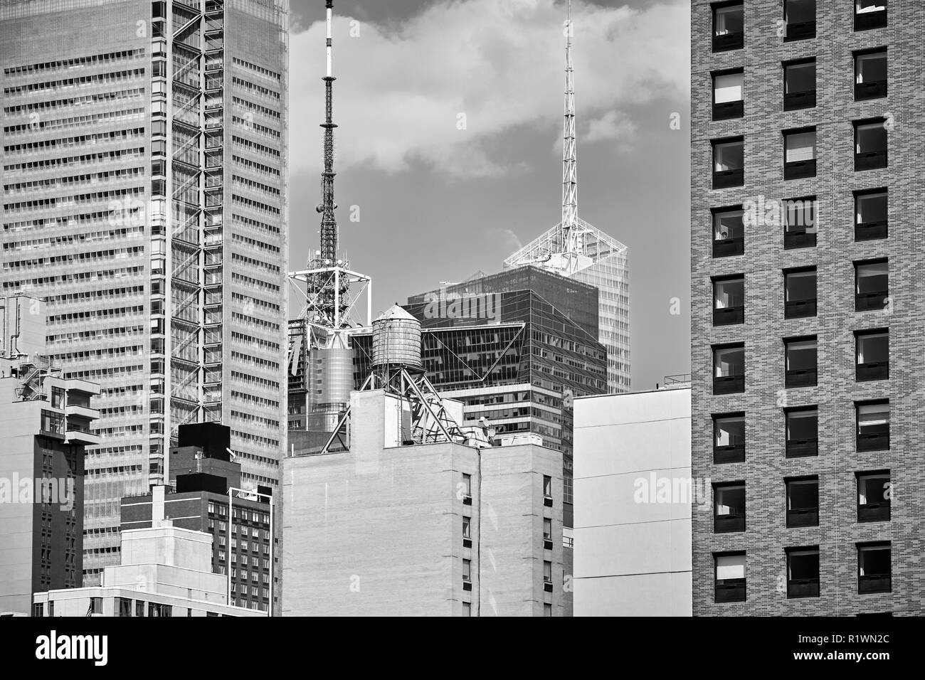 Schwarz-weiss Bild Skyline von New York City, USA. Stockfoto