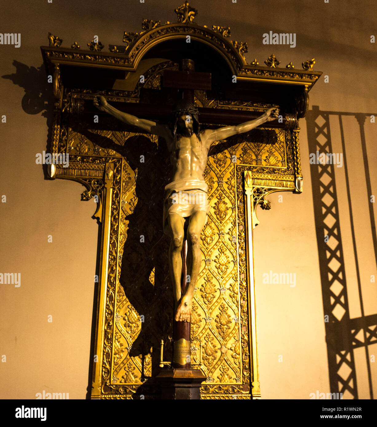 Christus Kreuz montserrat Katalonien Spanien Leidenschaft Kirche Stockfoto