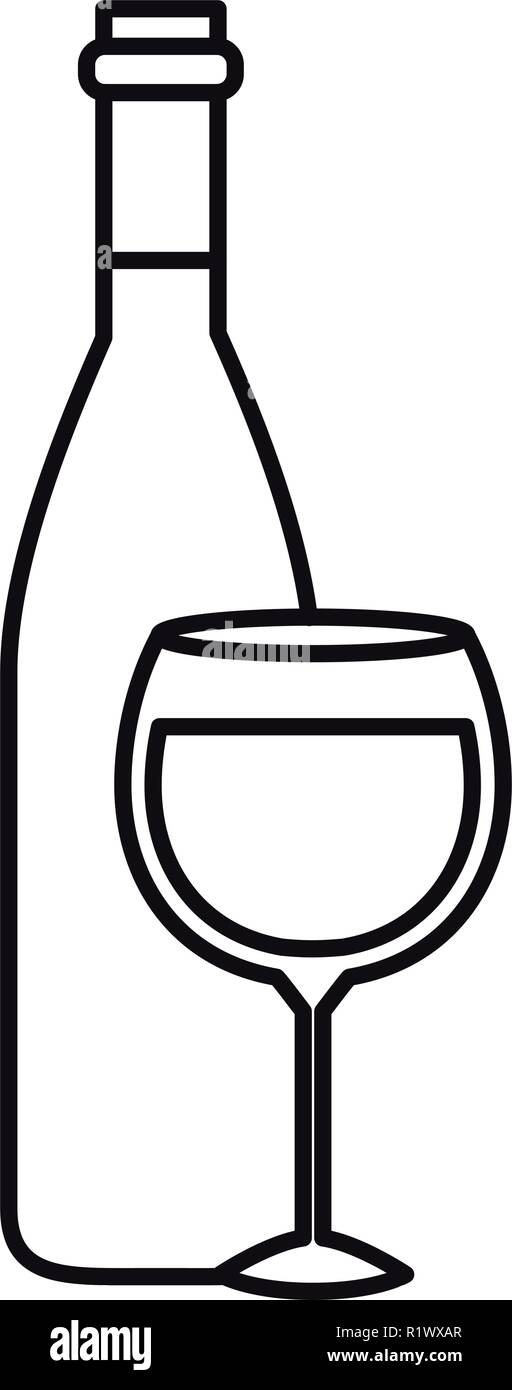 Wein Flasche mit Glas isoliert Symbol Stock Vektor