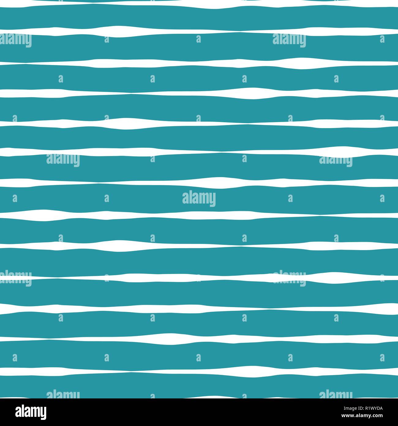 Horizontale Linien wellig Doodle nahtlose Vektor Hintergrund. Teal türkis Hand gezeichnet horizontale Striche in den Zeilen auf weißem Hintergrund. Strukturierte Hintergrund. Abstrakte geometrische Linien Hintergrund Stock Vektor