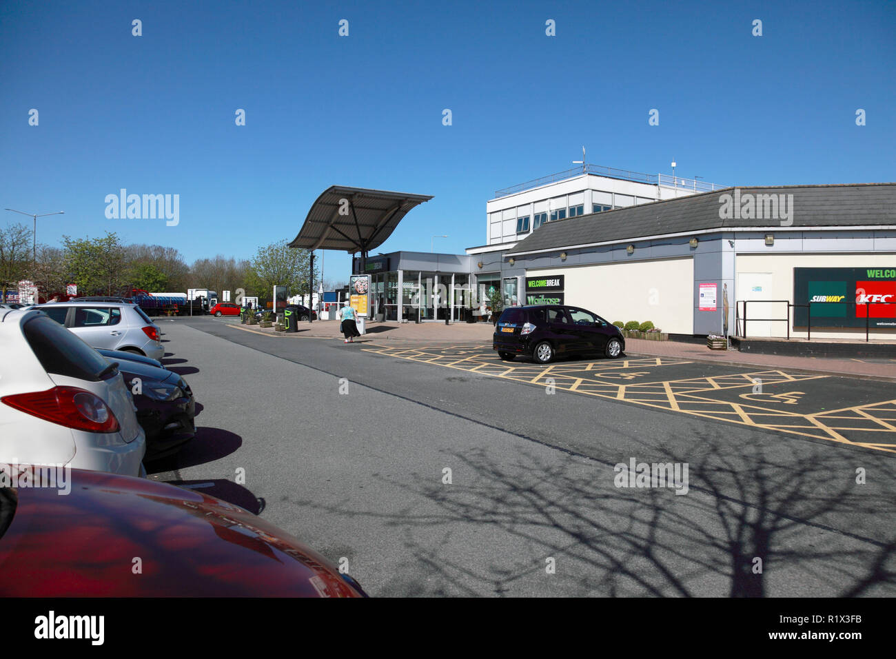 Der Northbound-seite von Charnock Richard Service Station auf der M6 in Lancashire, England Stockfoto