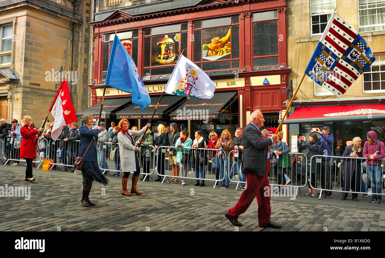 Demonstranten auf dem Reiten der Marken, Edinburgh, Schottland Stockfoto