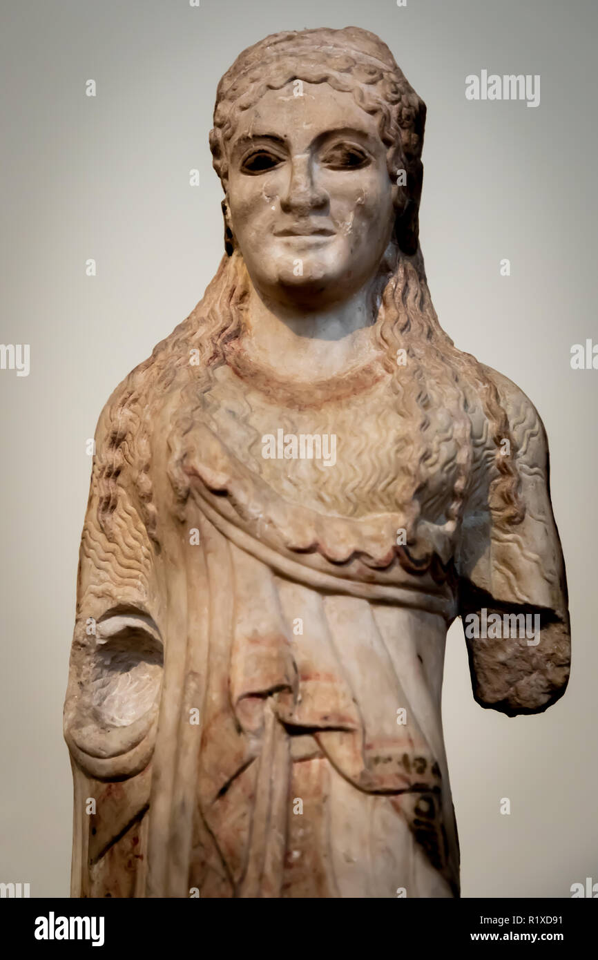 Kore Statuette, von der Akropolis, ca. 500-490 v. Chr.. Stockfoto
