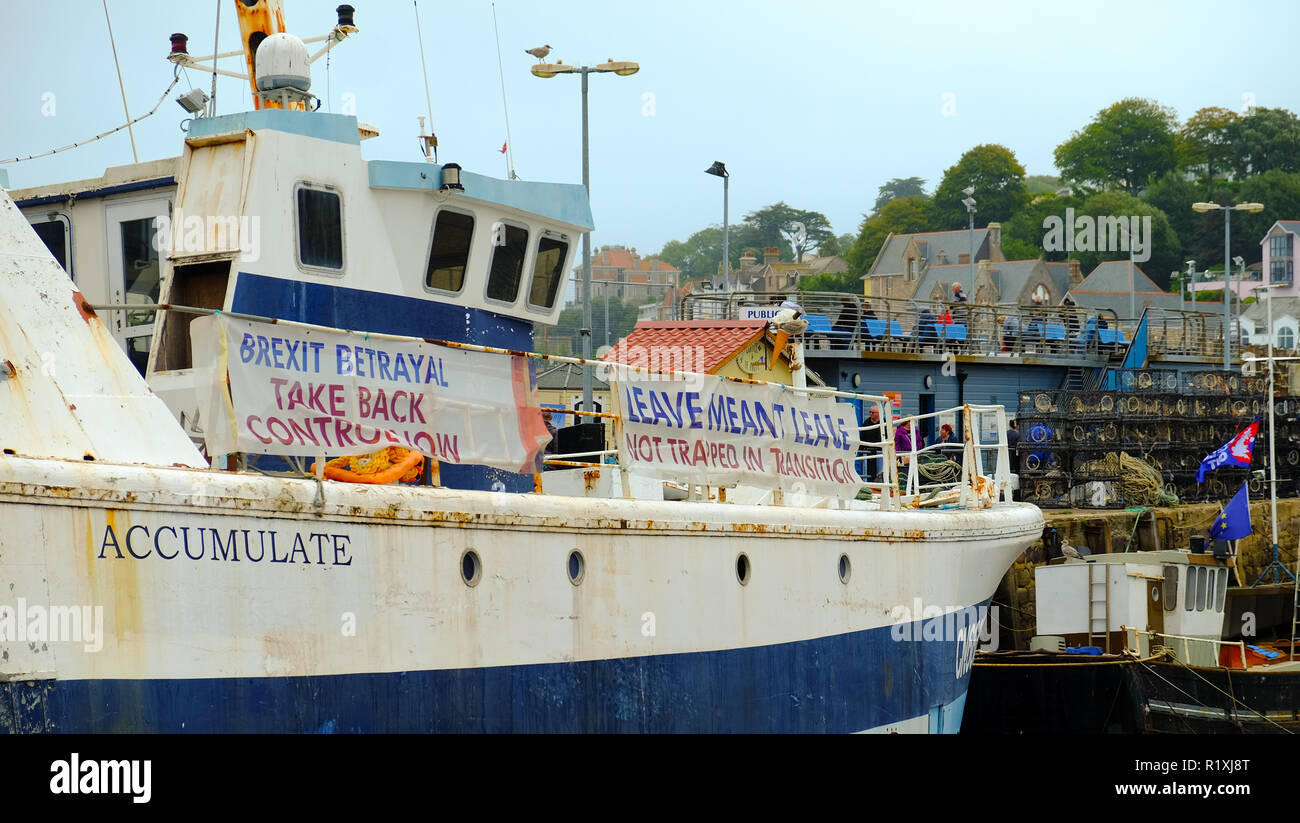 Brexit Protest Brixham Devon, Großbritannien Stockfoto