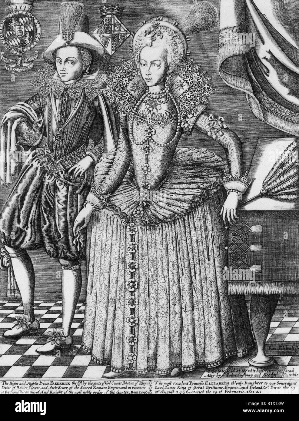 QUEEN ELIZABETH STUART VON BÖHMEN mit ihrem Ehemann Prinz Friedrich, Kurfürst Garrison Stockfoto