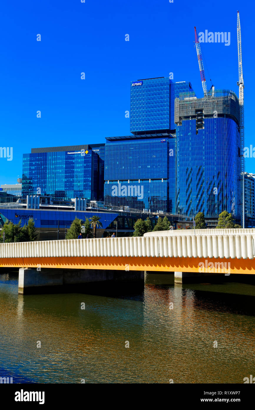 Wurundjeri Weg, Brücke, den Fluss Yarra, Docklands, Melbourne, Victoria, Australien Stockfoto