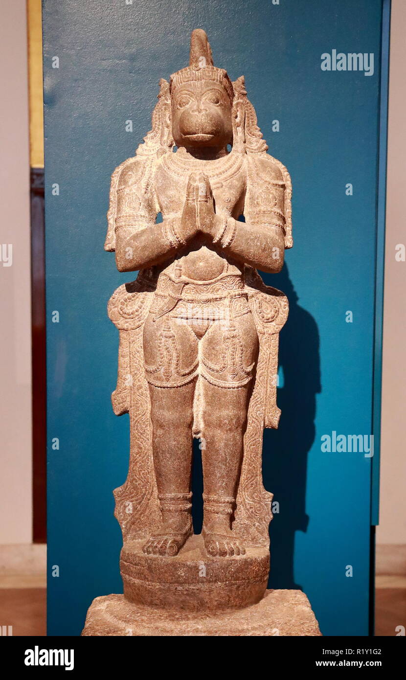 Indische Skulptur von Hanuman am British Museum, London, UK Stockfoto