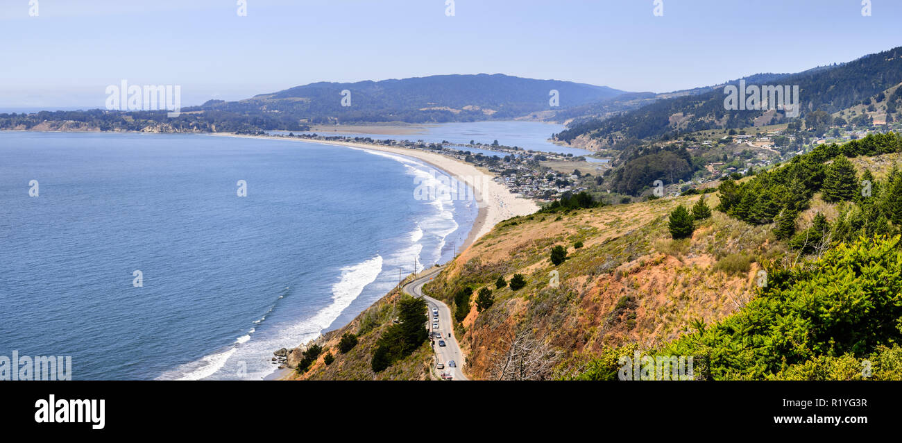 Luftaufnahme des Stinson Beach Bereich der Pazifischen Küste, Marin County, North San Francisco Bay Area, Kalifornien Stockfoto