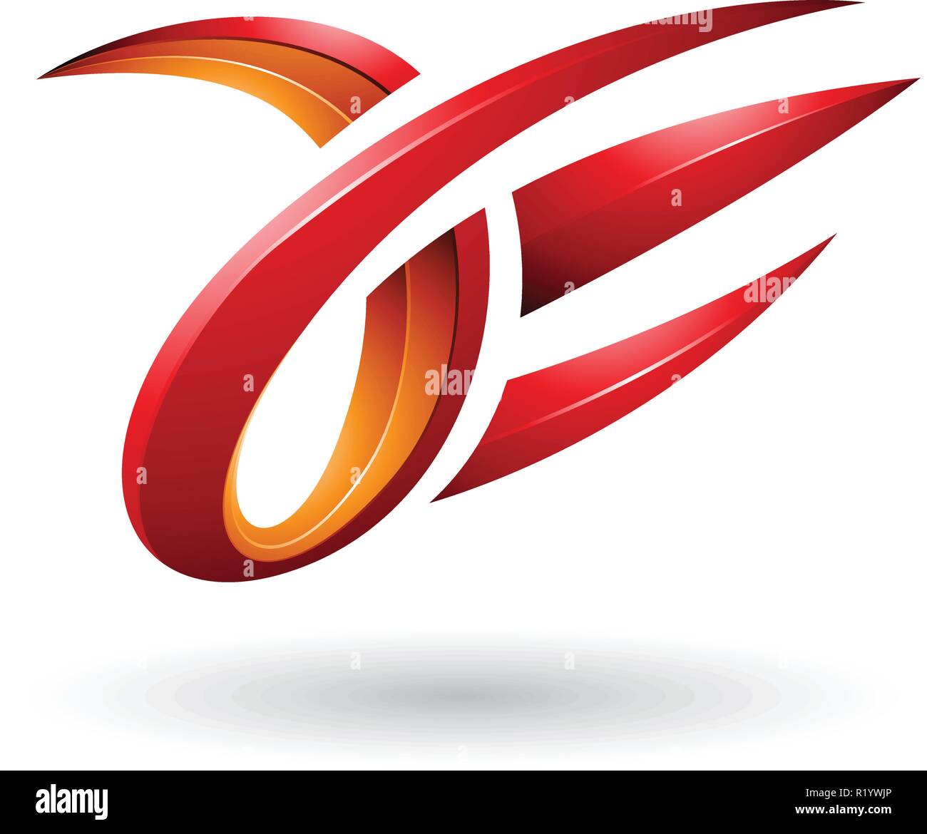 Vector Illustration von Rot und Orange 3d-Kralle geformten Buchstaben A und E isoliert auf weißem Hintergrund Stock Vektor