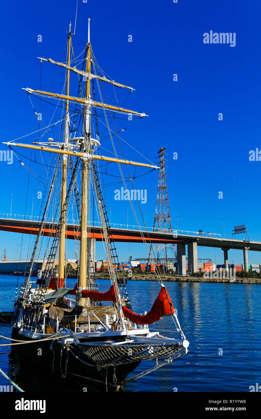 Historische Segelschiff, Schoner, Docklands, Melbourne, Australien Stockfoto