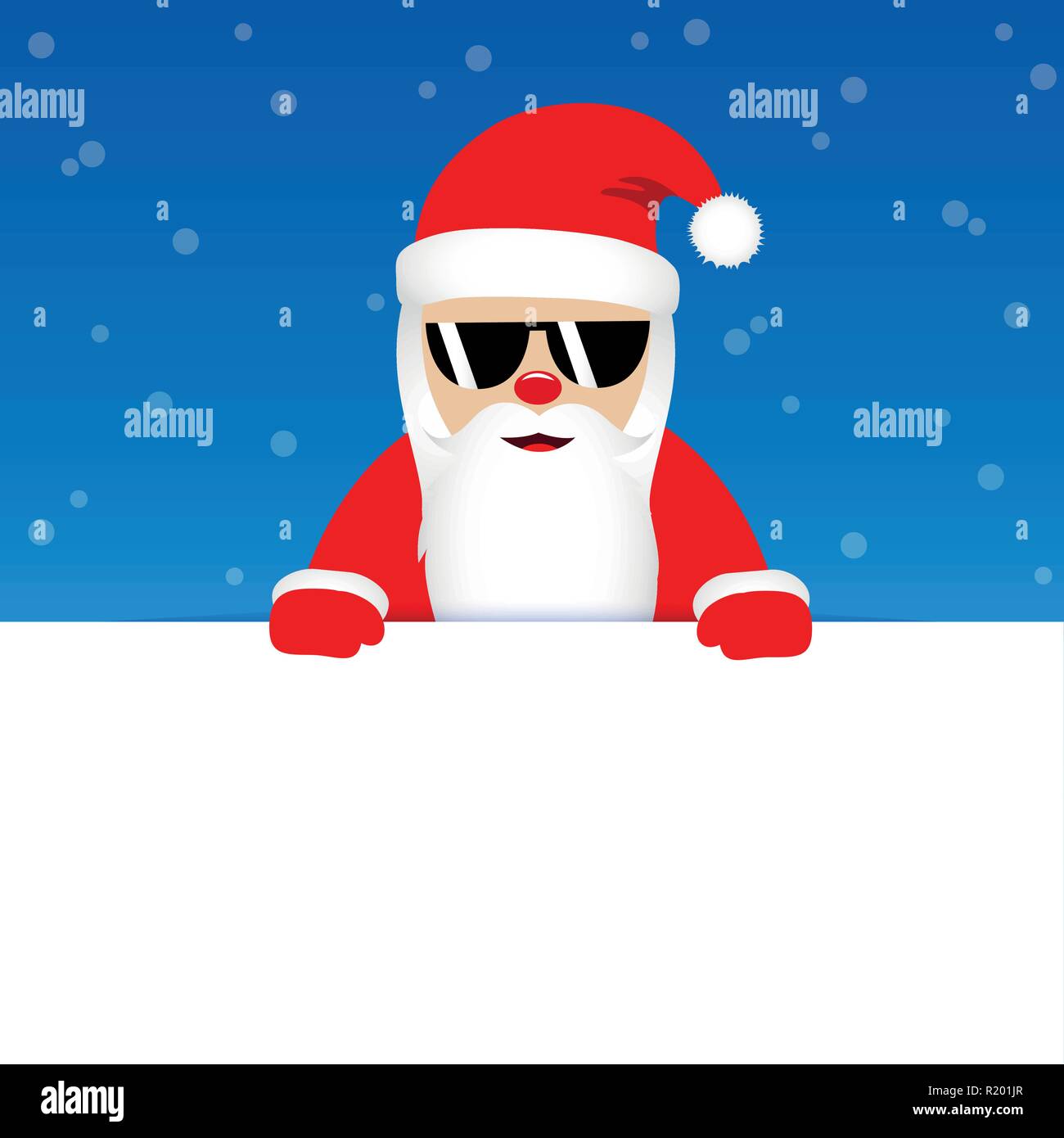 Happy cute santa claus mit Sonnenbrille auf Blau snowy Hintergrund Vektor-illustration EPS 10. Stock Vektor