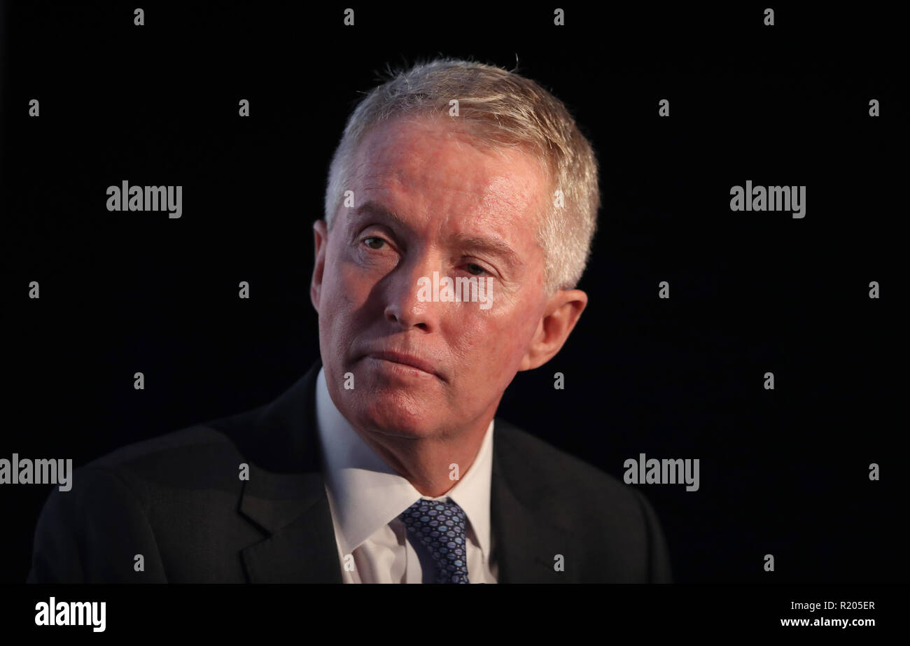 Tennis Australien CEO, Craig Tiley spricht während der ATP-Team Wettbewerb Ankündigung während der Tag fünf der Nitto ATP-Finale in der O2 Arena in London. Stockfoto