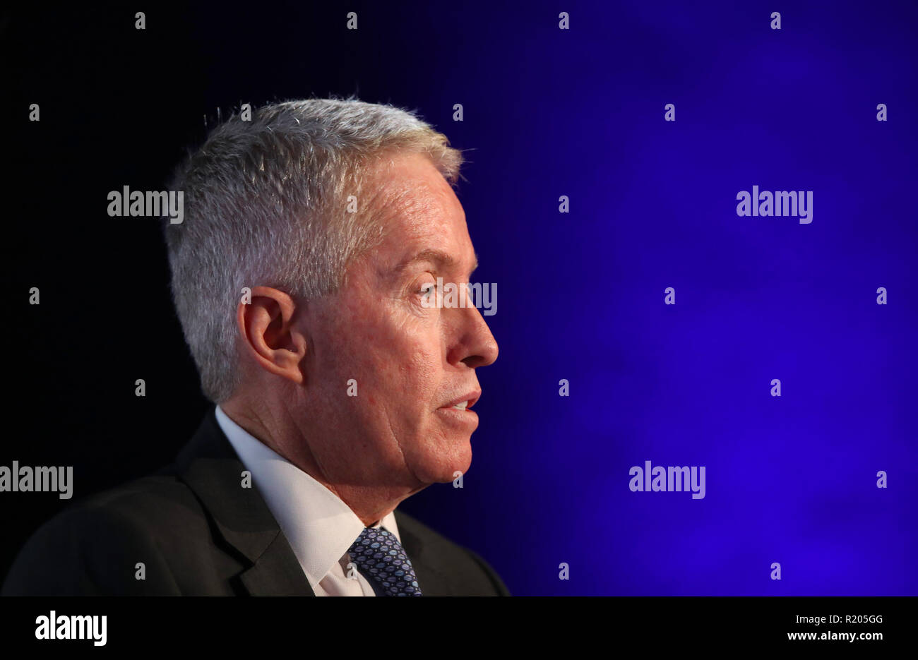 Tennis Australien CEO, Craig Tiley spricht während der ATP-Team Wettbewerb Ankündigung während der Tag fünf der Nitto ATP-Finale in der O2 Arena in London. Stockfoto