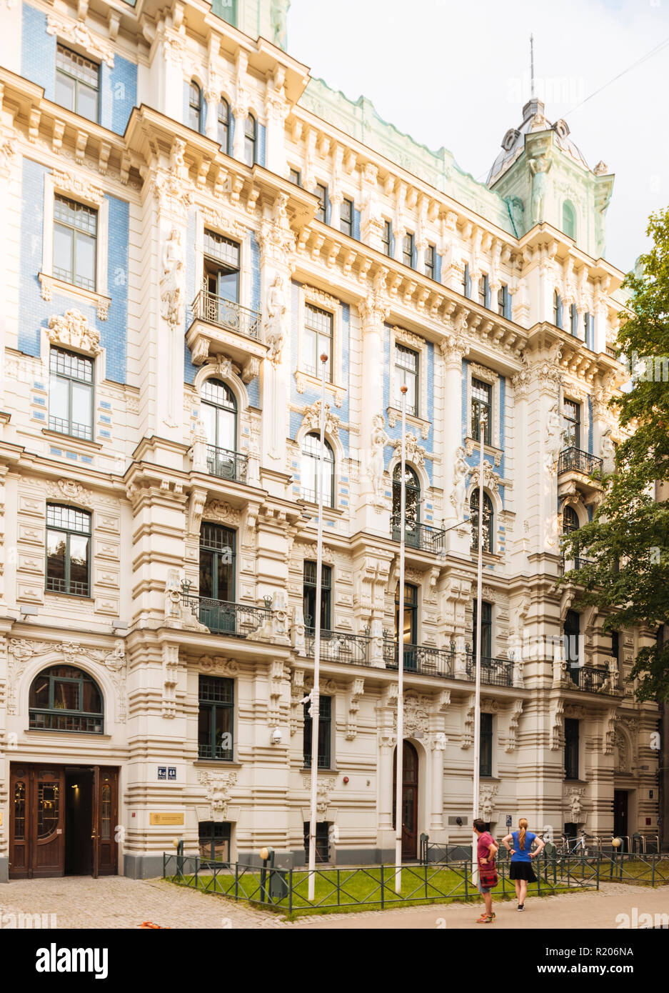 Art Nouveau Architektur im Zentrum von Riga, Lettland, Baltikum, Europa Stockfoto