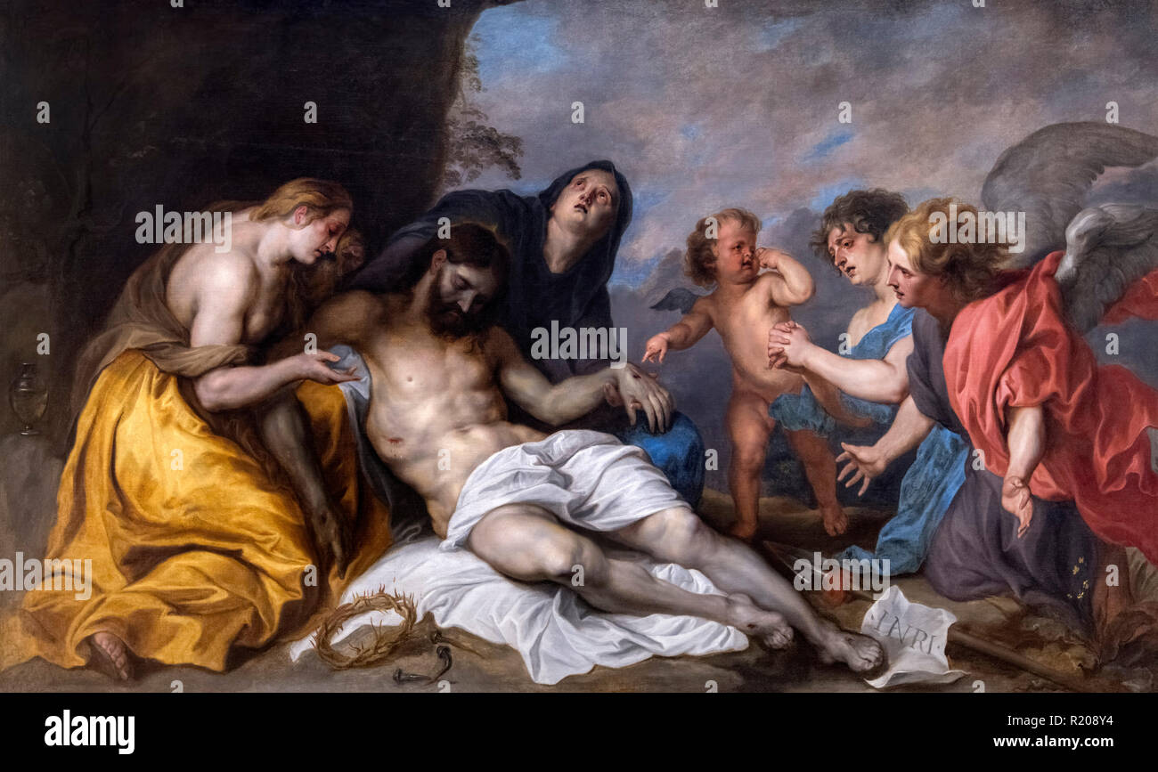 Wehklage über den Toten Christus durch Sir Anthony Van Dyck (1599-1641), Öl auf Leinwand, 1634-40 Stockfoto