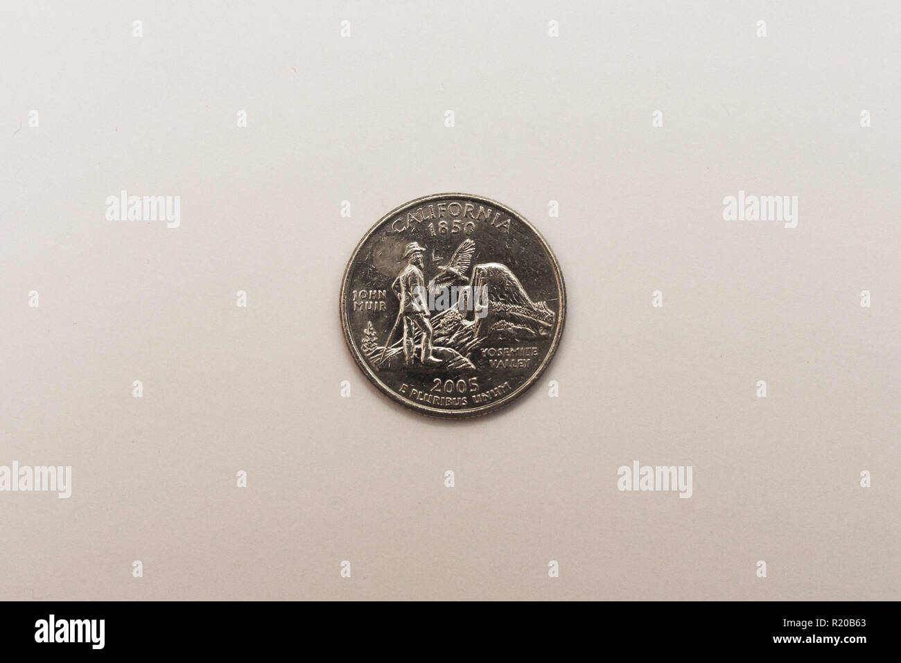 Vereinigte Staaten Von Amerika Kalifornien Viertel Dollar Munze Ubersicht John Muir Und Yosemite Valley E Pluribus Unum 1850 2005 California State Quarter Stockfotografie Alamy