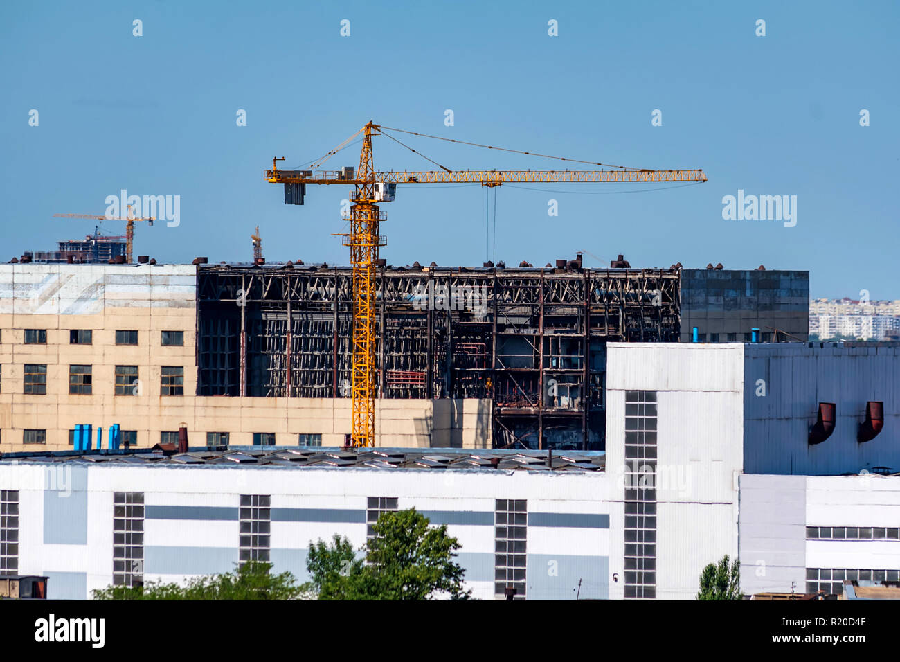 Moderne Baustelle mit Kran Stockfoto Moderne Baustelle mit Kran Stockfoto