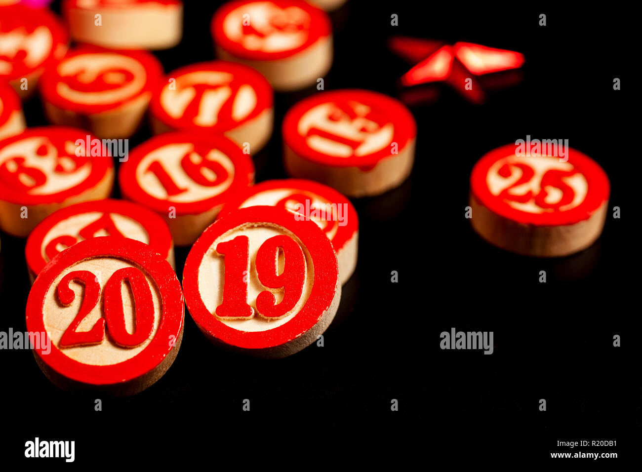2019 Neues Jahr - bingo Zahlen Stockfoto