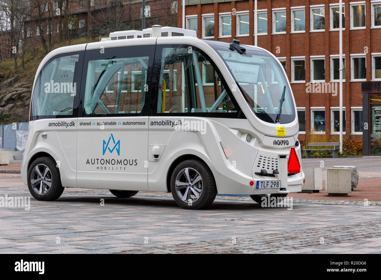 Göteborg, Schweden - 14 November 2018: Autonome Mobilität kleine Passagier für den Transport Stockfoto