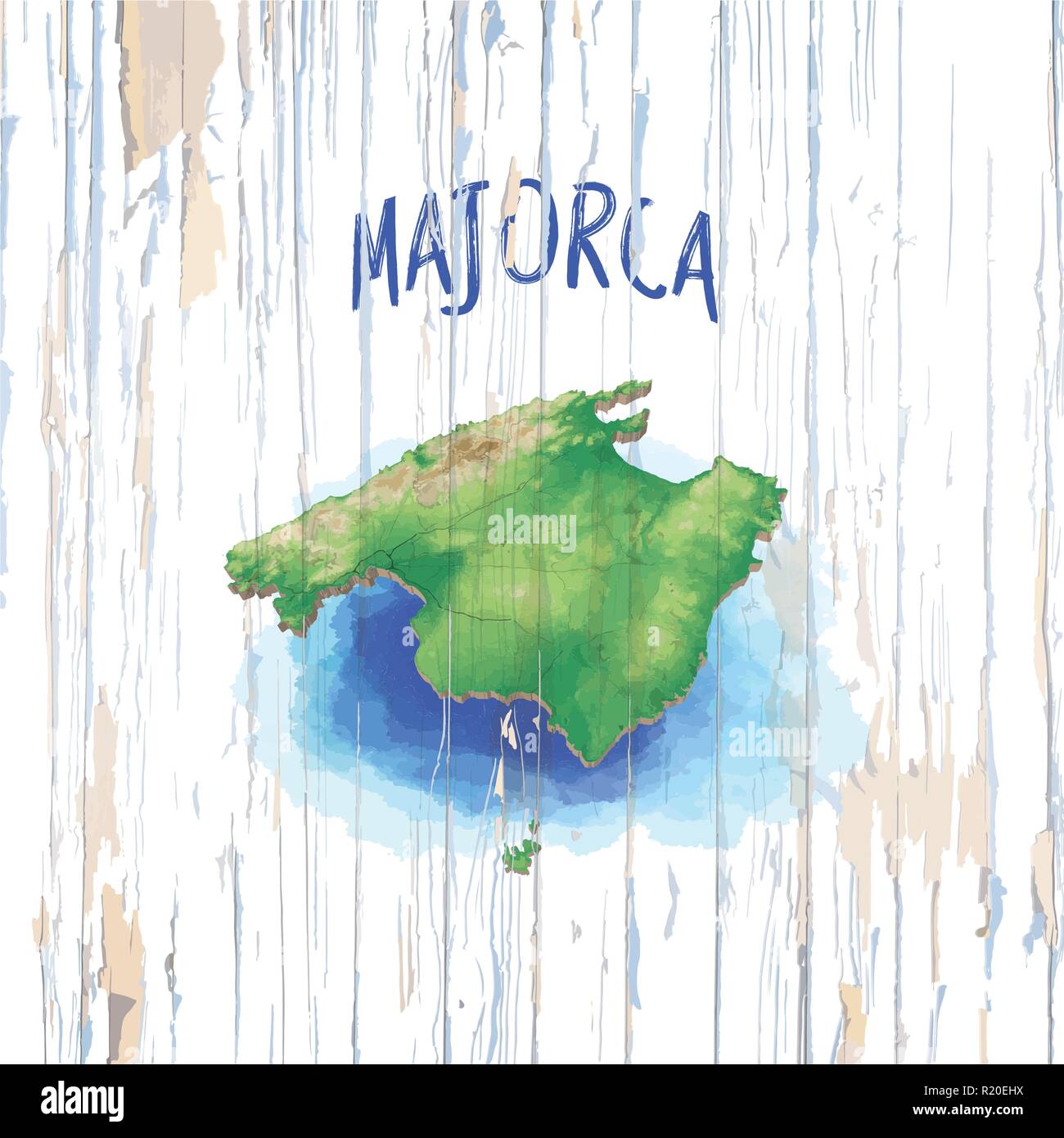 Vintage Karte von Mallorca. Vector Illustration Vorlage für Wand Kunst und Marketing im quadratischen Format. Stock Vektor