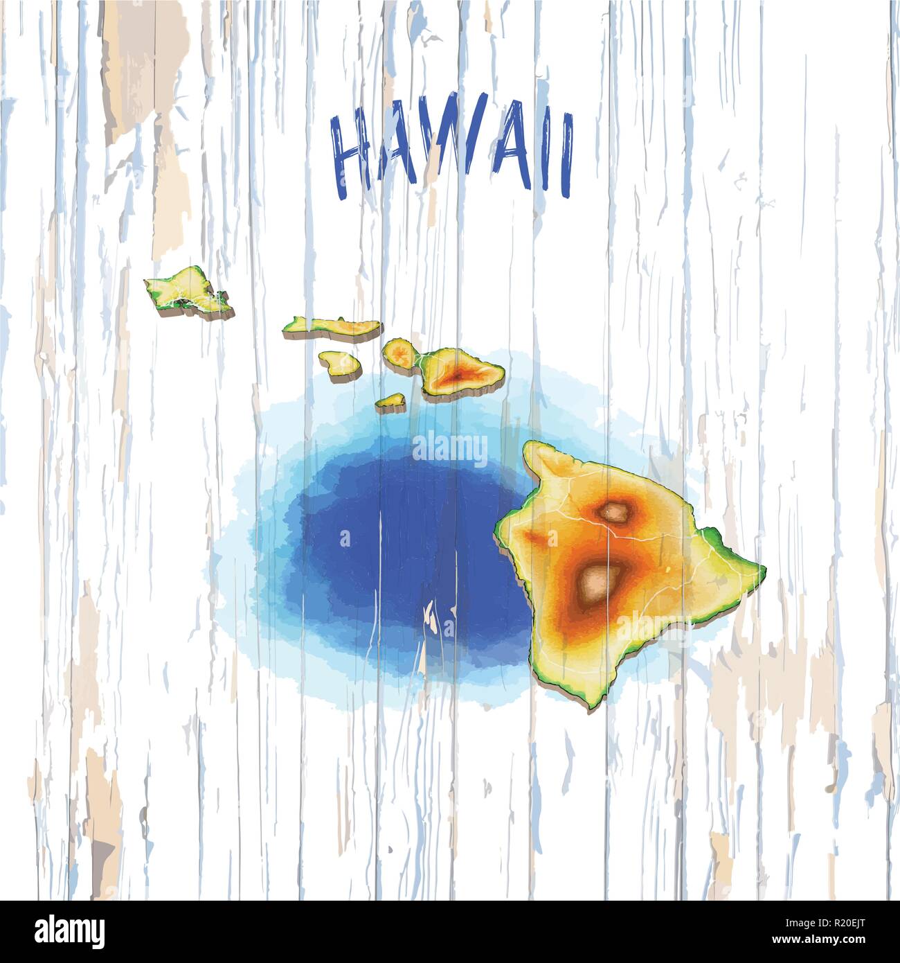 Vintage Karte von Hawaii. Vector Illustration Vorlage für Wand Kunst und Marketing im quadratischen Format. Stock Vektor
