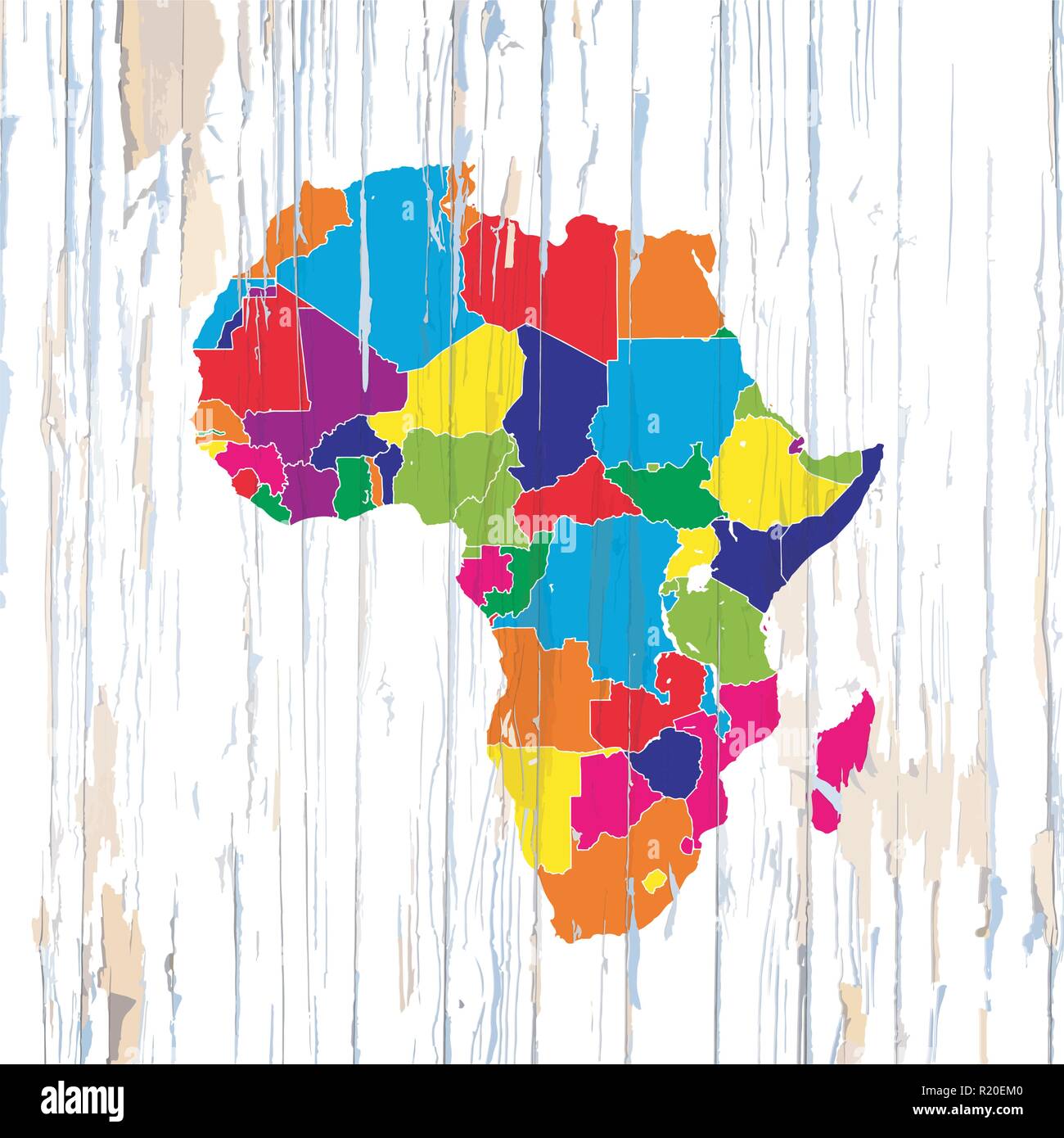 Bunte Karte der afrikanischen Länder. Vector Illustration Vorlage für Wand Kunst und Marketing im quadratischen Format. Stock Vektor