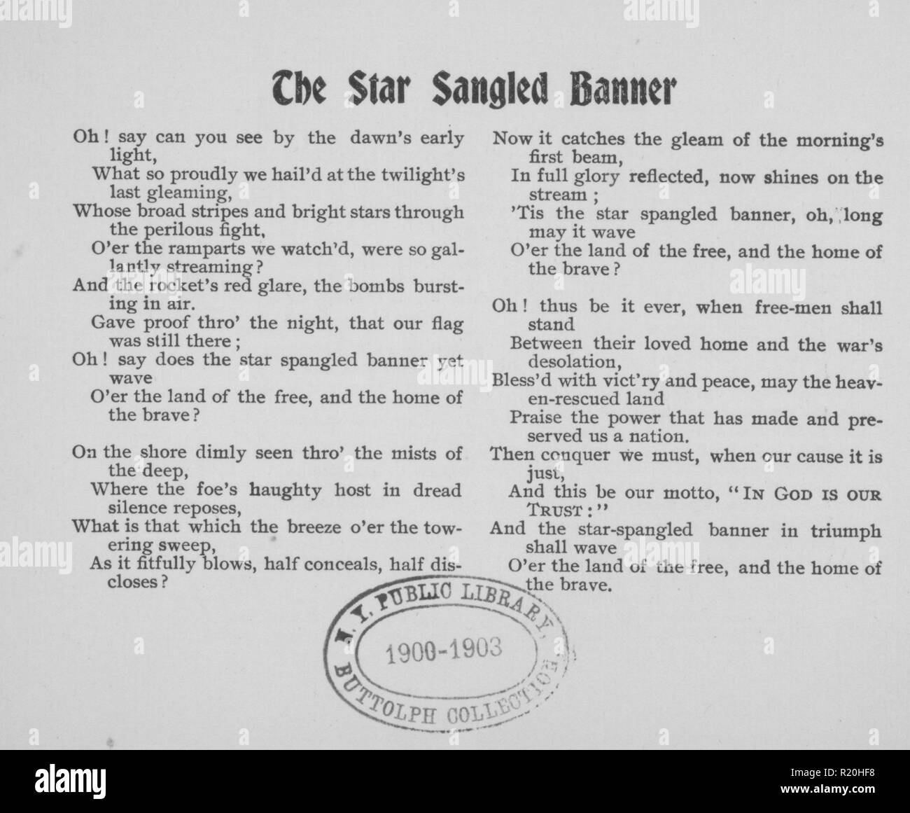 Patriotische Lied Blatt, 1898. Von der New York Public Library. () Stockfoto