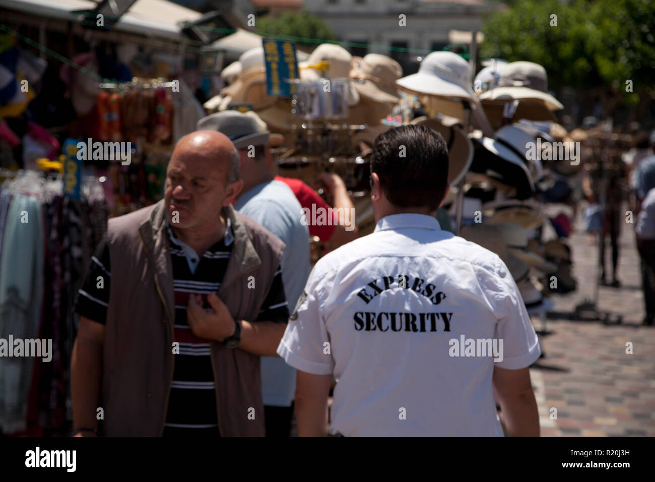 Sicherheit die man Plateia monastiraki Athen Griechenland Stockfoto