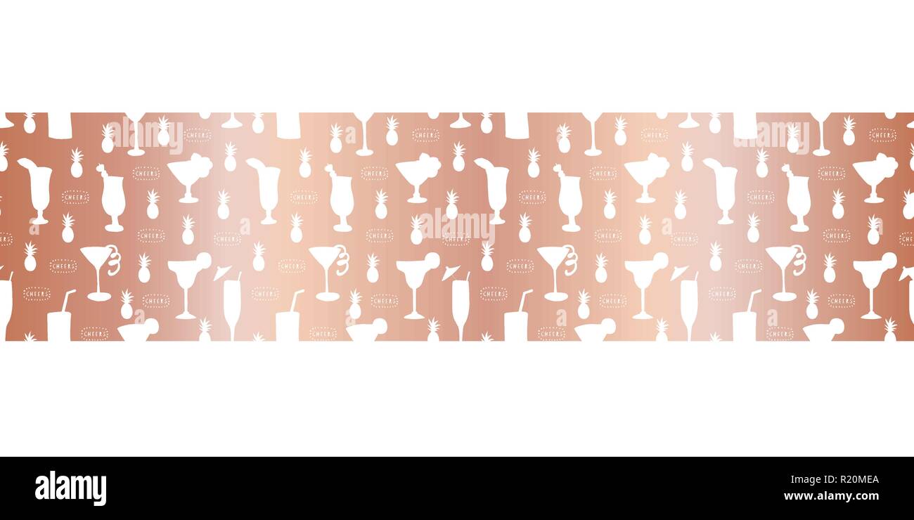 Rose Gold Folie cocktail Glas nahtlose Grenze Stock Vektor