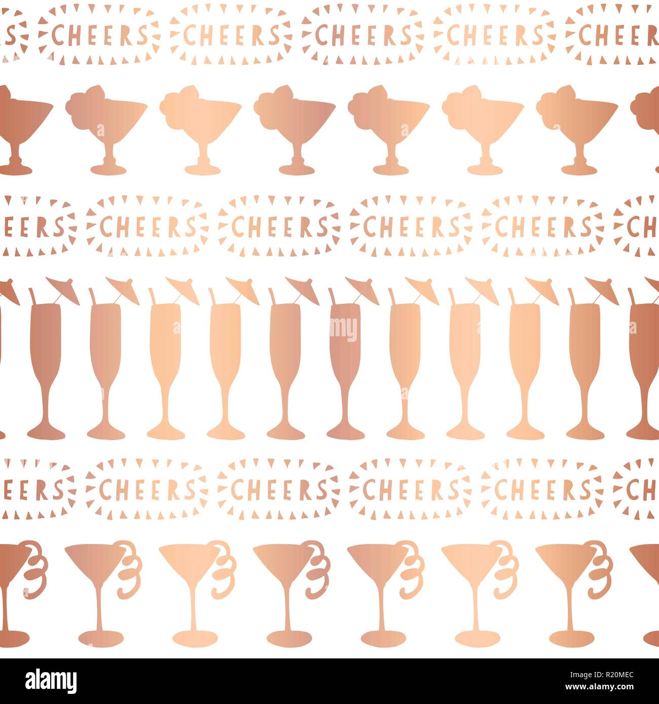 Rose Gold Folie cocktail Glas vector Pattern Stock Vektor