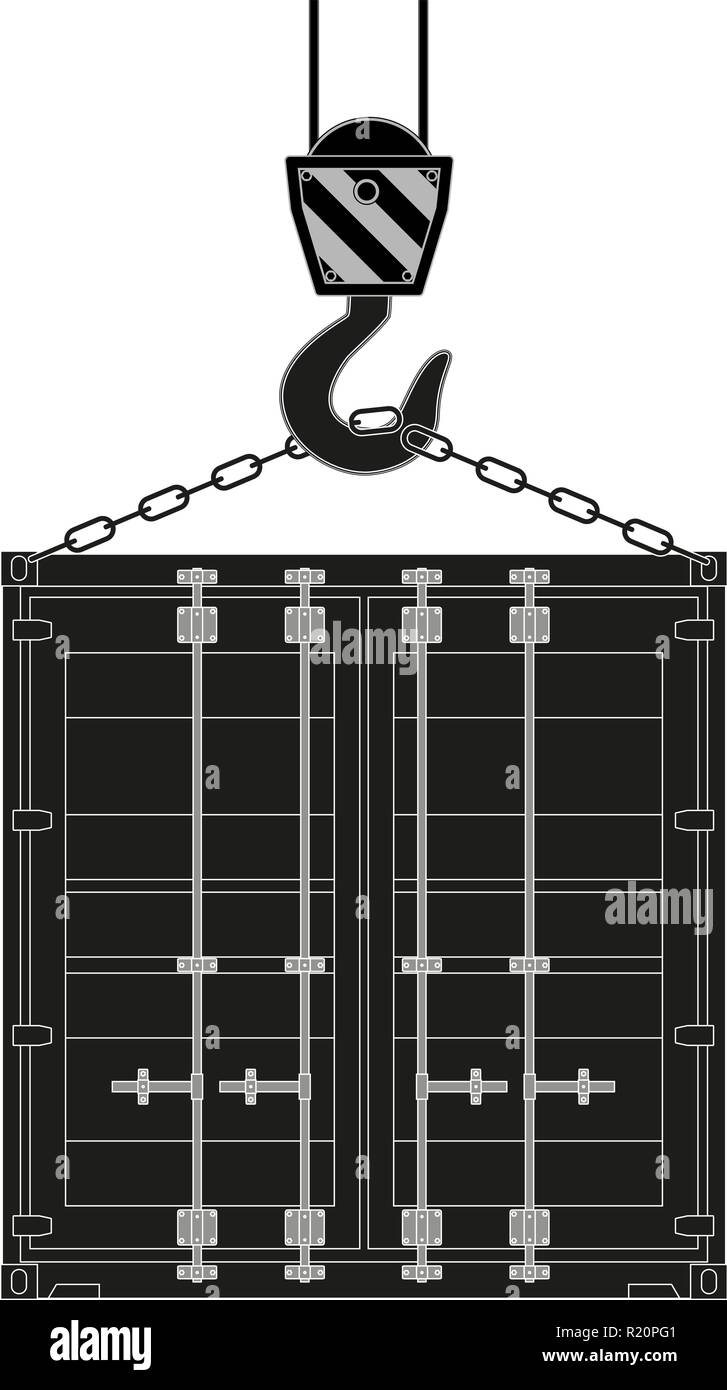 Shipping Container am Kran Stock Vektor
