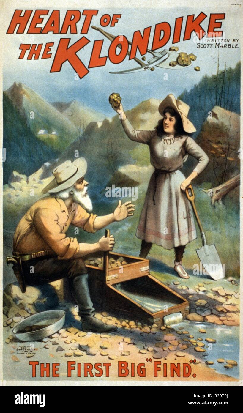 Farbe Poster Werbung das Spiel 'Herz des Klondike". Von Scott Marmor (1847-1919), schrieb auch "Der große Zug Raub' geschrieben. Stockfoto