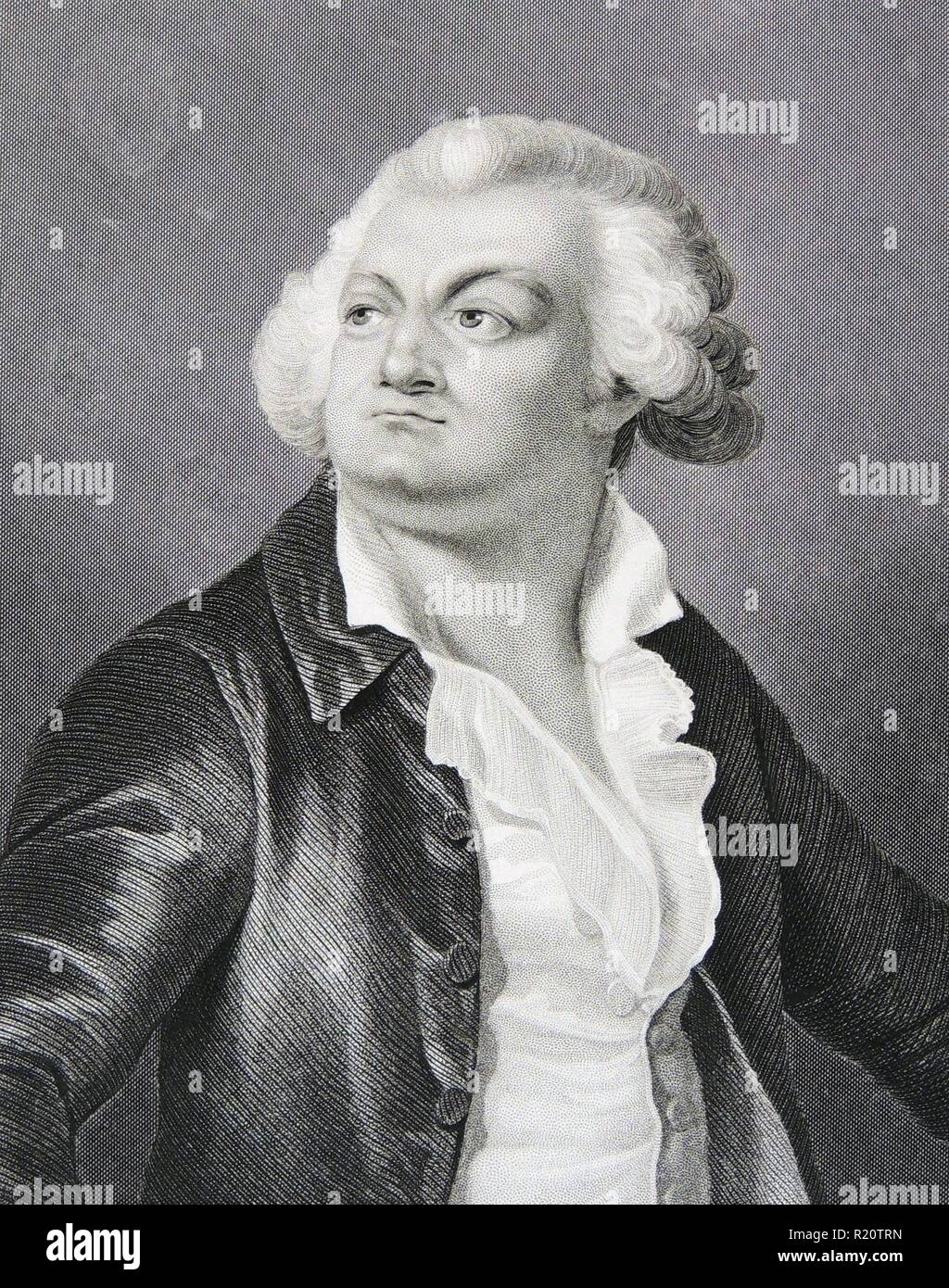 Georges Jacques Danton (1759-1794) Französische revolutionäre Führer. Leistungsverlust zu Robespierre während der Herrschaft des Terrors und wurde durch die Guillotine hingerichtet. Gravur. Stockfoto