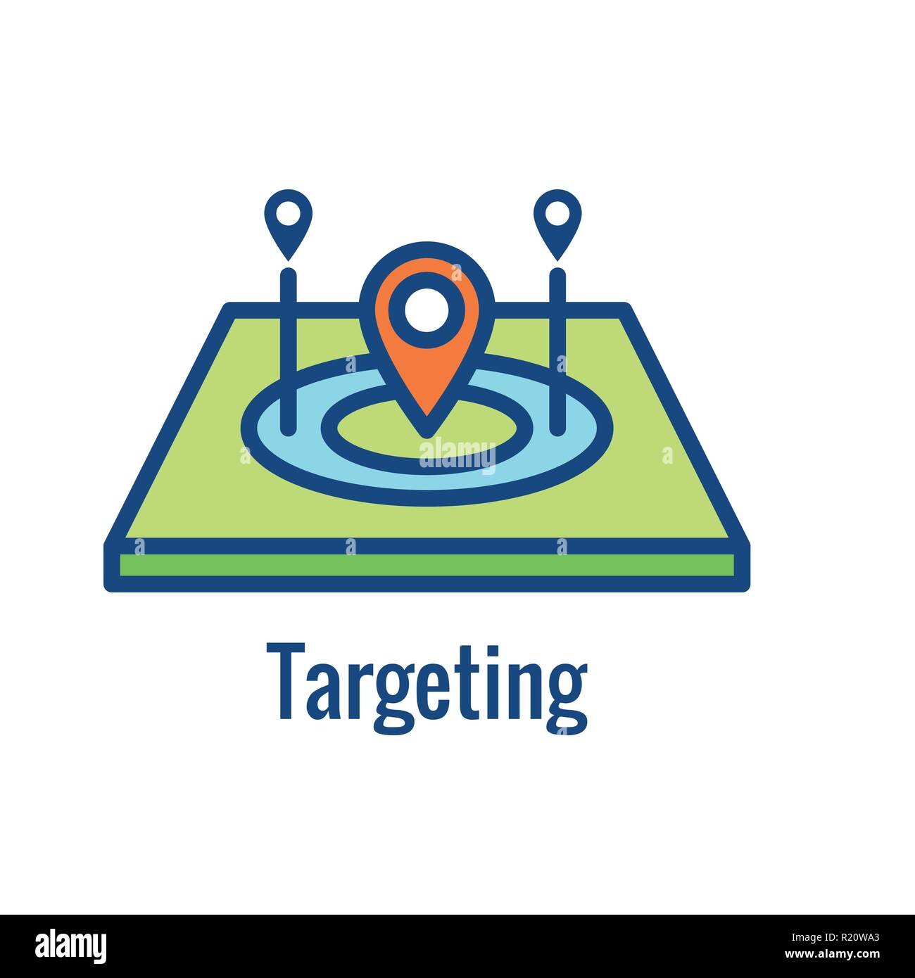 Geo Position Targeting mit GPS-Positionierung und Geolocation Symbol Stock Vektor