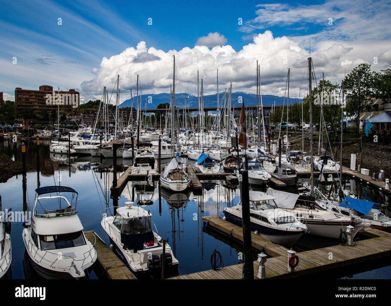 Granville Island Marina, Vancouver, BC, Kanada Stockfoto