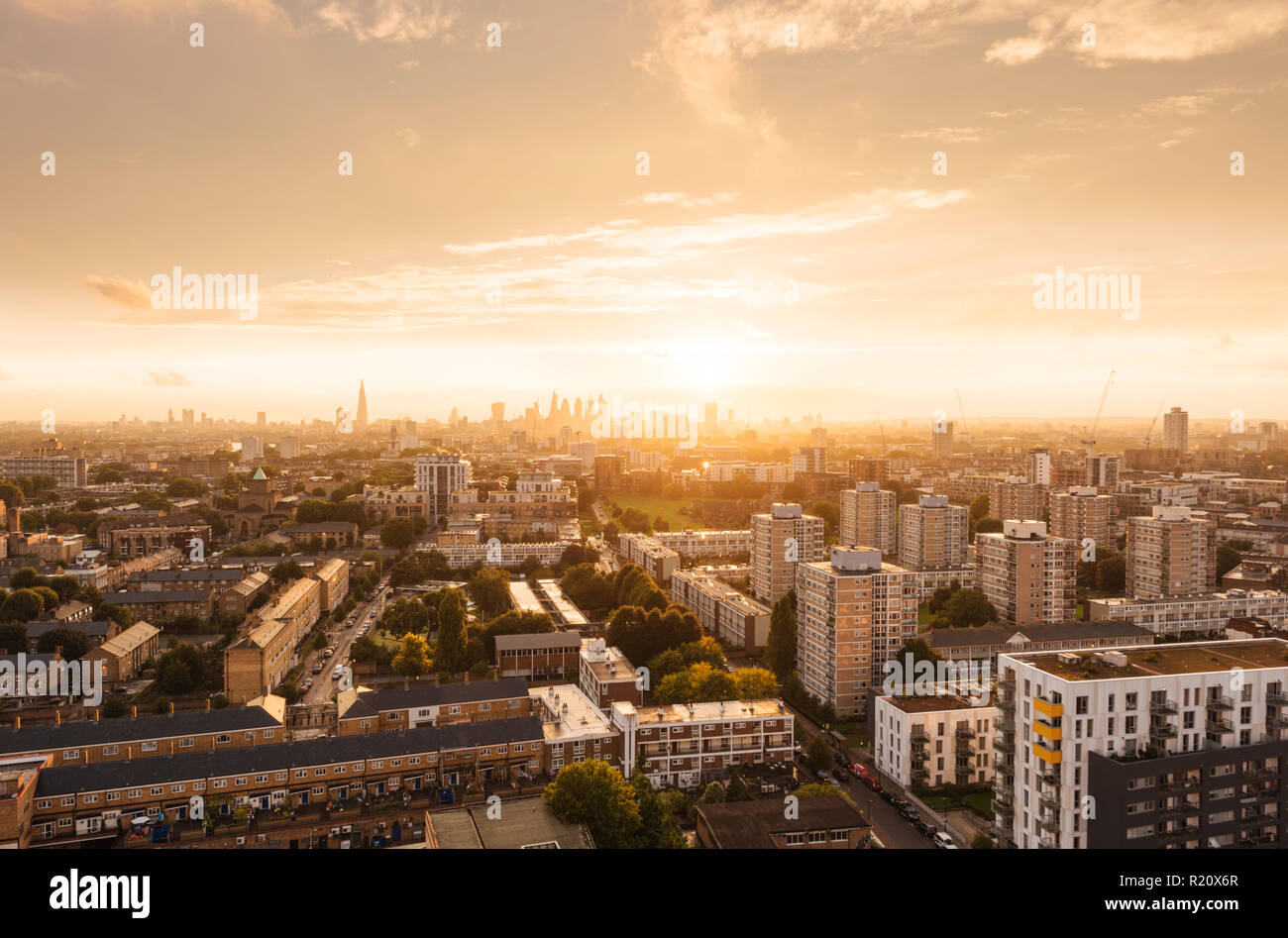 Luftaufnahme von East London, England, Großbritannien Stockfoto