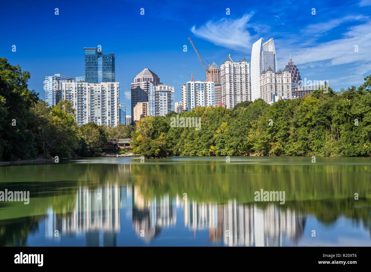 Atlanta Skyline von Piedmont Park Stockfoto