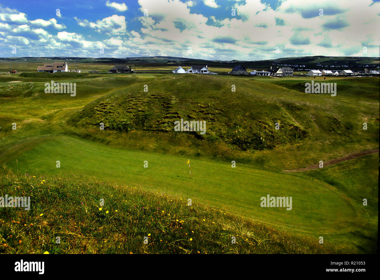 5. Loch ein Par 3 Der Dell genannt, Lahinch Golf Club, Irland Austragungsort der Irish Open 2019 auf der PGA European Tour Stockfoto