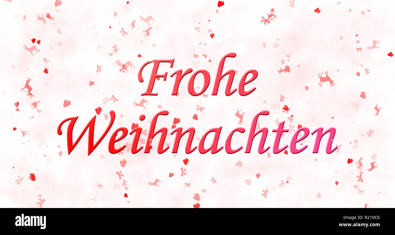 Frohe Weihnachten Text in Deutsch "Frohe Weihnachten" auf weißem Hintergrund Stockfoto